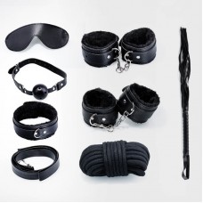 MizzZee - Bondage SM Restraint Set (7 Pieces Set - Black Plush) MizzZee - Bondage SM Restraint Set (7 Pieces Set - Black Plush)