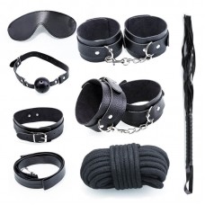 MizzZee - Bondage SM Restraint Set (7 Pieces Set - Black Leather) MizzZee - Bondage SM Restraint Set (7 Pieces Set - Black Leather)
