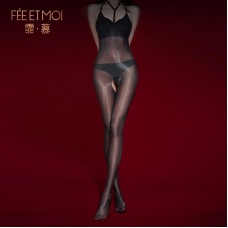 FEE ET MOI - Ultra-Thin High-Density Glossy Halter Bodysuit (Black)