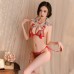FEE ET MOI - Embroidery Sheer Bikini Set (Red - White)