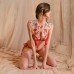 FEE ET MOI - Embroidery Sheer Bikini Set (Red - White)