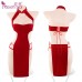 FEE ET MOI Sexy High Slit Bandage Cheongsam (Red)