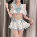 FEE ET MOI - Cut-Out Off-Shoulder Pure Academy Set (White - Blue)