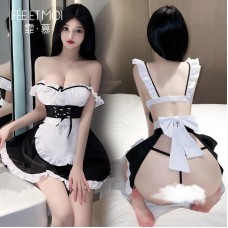 FEE ET MOI - Cute Maid V-Neck Outfit (Black - White)