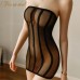 FEE ET MOI Sexy See Through Corset Style Body Stockings (Black)