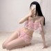 FEE ET MOI - Sheer Lace Bandeau Bikini Set (Pink)