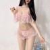 FEE ET MOI - Sheer Lace Bandeau Bikini Set (Pink)
