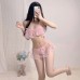 FEE ET MOI - Sheer Lace Bandeau Bikini Set (Pink)