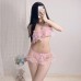 FEE ET MOI - Sheer Lace Bandeau Bikini Set (Pink)