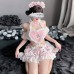 FEE ET MOI - Cute Maid Heart-Shaped Backless Dress With Stockings (Pink - White) FEE ET MOI - Cute Maid Heart-Shaped Backless Dress With Stockings (Pink - White)