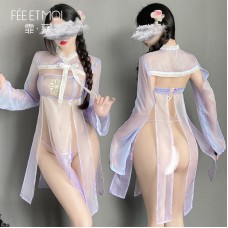 FEE ET MOI - Sexy Embroidered Sheer Dress (Purple)