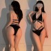 FEE ET MOI - Letter Strap Wrap-Waist Bikini (Black)