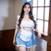 FEE ET MOI - Sweetheart Strapless Ruffle Maid Costume (Plus Size - Blue White) FEE ET MOI - Sweetheart Strapless Ruffle Maid Costume (Plus Size - Blue White)