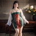 FEE ET MOI - Classical Tang-Style Printed Panel Tube Dress (Plus Size - Green Red) FEE ET MOI - Classical Tang-Style Printed Panel Tube Dress (Plus Size - Green Red)