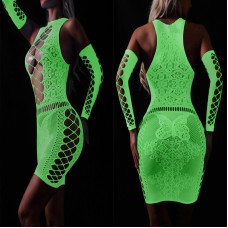 FEE ET MOI - Glow In The Dark Fishnet Bodystocking Dress (7420)
