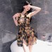 FEE ET MOI - Floral Print Deep V Dress (Black) FEE ET MOI - Floral Print Deep V Dress (Black)