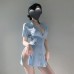 FEE ET MOI - Restrained Desire Lace-Up Waist Nurse Dress (Blue)