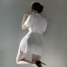 FEE ET MOI - Restrained Desire Lace-Up Waist Nurse Dress (White)