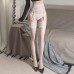 FEE ET MOI - Shiny Lace Corset Strappy Stockings (White)