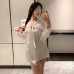 FEE ET MOI - Silky Lustre Boyfriend Tie Shirt (White)