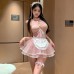 FEE ET MOI - Sheer Cleavage Intern Maid Outfit (Pink - White)