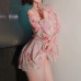 FEE ET MOI - French V-Neck Tie Print Dress (Pink)