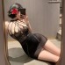 FEE ET MOI - Halter Neck Hollow-Out Sheer Mesh Bodycon Dress (Black)