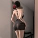 FEE ET MOI - Bow-Decorated Ruched Sheer Nightdress (Black)