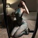FEE ET MOI - Sheer Snake-Pattern Jacquard Bodystocking (Green) FEE ET MOI - Sheer Snake-Pattern Jacquard Bodystocking (Green)