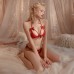 FEE ET MOI - Strappy Lace Crotchless Bikini Set (Wine Red)