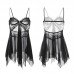 FEE ET MOI - Front-Open Sheer Underwire Dress (Plus Size - Black)