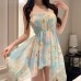 FEE ET MOI - Monet’s Garden Deep V Floral Dress (Blue)
