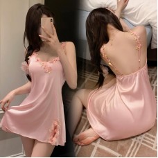 FEE ET MOI - Sexy Embroidered Slip Nightdress (Pink)