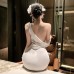 FEE ET MOI - Mysterious Venus Chest Chain Bodycon Dress (White)
