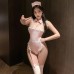 FEE ET MOI - Sweet Nurse Open-Crotch Bodysuit Set (Pink - White)