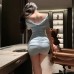 FEE ET MOI - French Elegant Padded Mini Dress (Blue)
