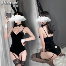 FEE ET MOI Sexy Bunny Girl Costume With Stocking (Black)