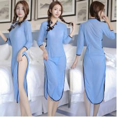 FEE ET MOI Lace Cheongsam Lingerie (Blue)